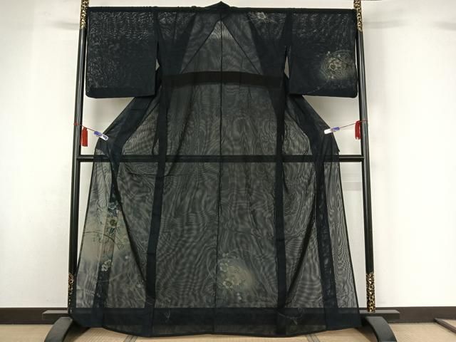 平和屋着物▽訪問着　無双　紗袷　紗×紗　草花文　暈し染め　金彩　正絹　逸品　AABI7060jh