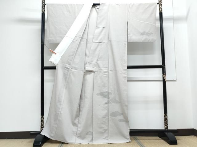 平和屋着物▽本塩沢　訪問着　単衣　雲取り草花文　正絹　逸品　CABG2683th