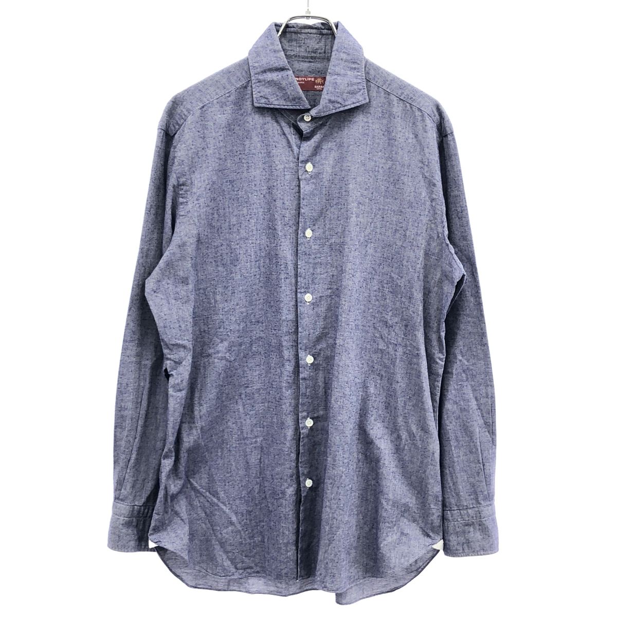 BARBA DANDYLIFE バルバダンディライフ ホリゾンタルカラーシャツ ブルー XL