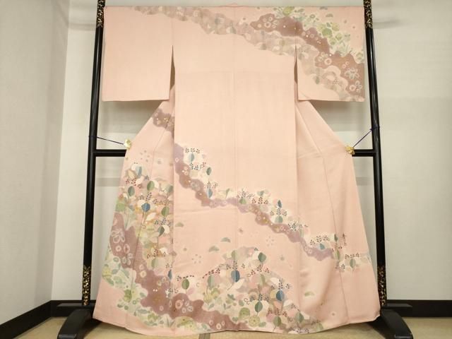 平和屋着物●訪問着　駒刺繍　桐　金銀彩　正絹　逸品　AABI6957ck
