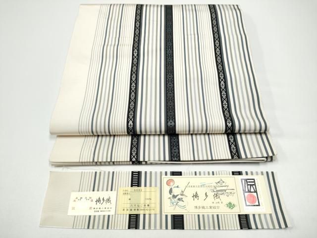 平和屋着物●本場筑前博多織　八寸名古屋帯　献上　博多金ラベル　原田織物謹製　証紙付き　正絹　逸品　CABG6233hy 29,575円