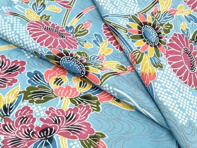 平和屋着物▽上質な小紋　単衣　型染め　花筏文　正絹　逸品　CABG2638th