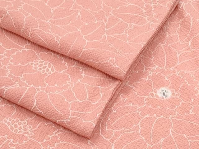 平和屋着物▽上質な小紋　単衣　絞り　草花文　鬼しぼ縮緬　正絹　逸品　CABG2639th