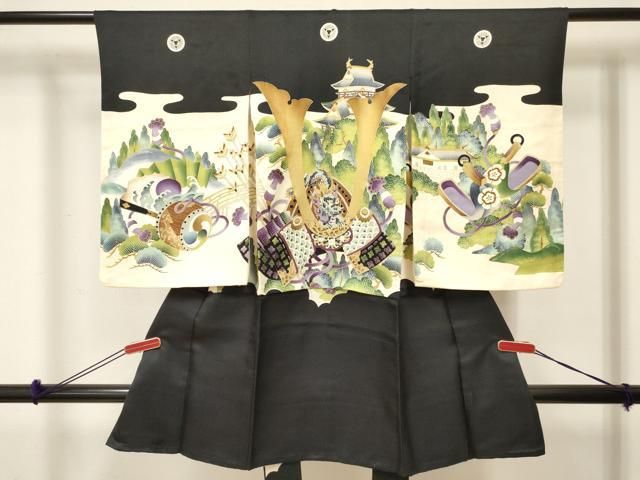 平和屋着物[]七五三　男の子　祝着　龍　兜　風景松文　金彩　逸品　DABE7195ma