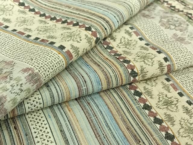 平和屋着物▽上質な紬　単衣　花間道　正絹　逸品　AABI7029jh