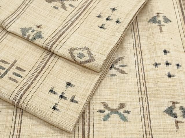 平和屋着物▽上質な紬　単衣　吉祥間道　正絹　逸品　CABG2642th