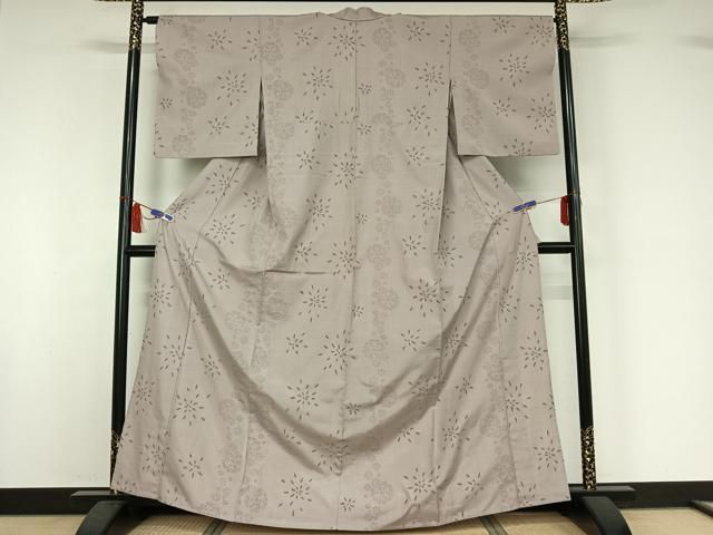 平和屋着物▽結城紬　単衣　飛び亀甲柄　正絹　逸品　AABI7030jh