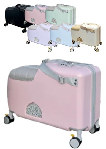 [キッズトラベル] 【感動的にラクな子連れ旅に mini 機内持ち込み可能サイズ 乗れるスーツケース 乗れるキャリー 子供が乗れるキャリーケース 子どもが乗れるスーツケース キャリーバッグ 安全ベルト付き 安心素材 家族旅行 帰省（くすみピン 5a575265