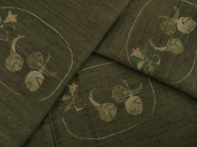 平和屋着物●小千谷紬　クワイ　成り物　正絹　逸品　未使用　AABI6936ck