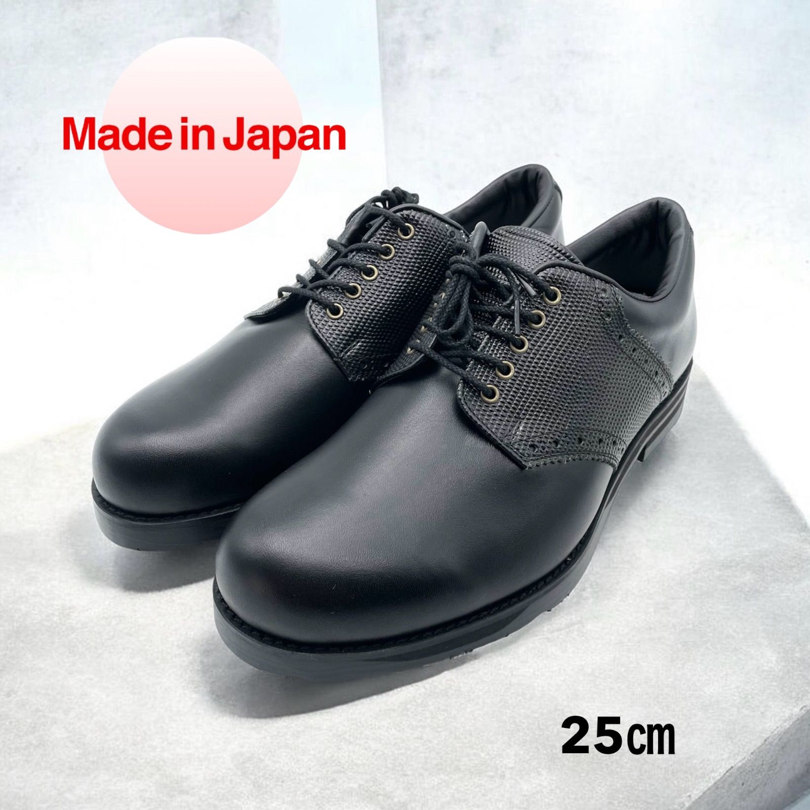 【未使用】日本製 本革ゴルフスパイクシューズ 黒 25cm ユニセックス 兼用