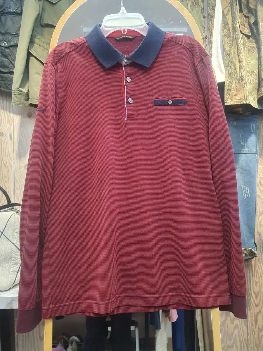 正規品/状態良し LOUIS CASTEL ルイカステル メンズ ストライプ カラ Tシャツ (95)