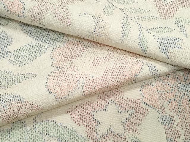 平和屋着物▽本塩沢　単衣　花唐草文　正絹　逸品　CABG2651th