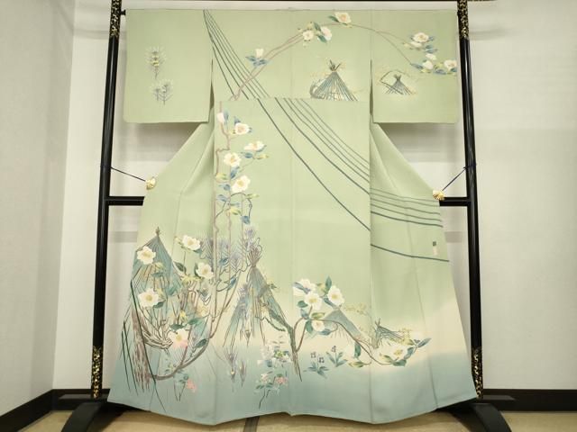 平和屋着物●本場加賀友禅作家　杉浦伸 　訪問着　風景花文　暈し染め　正絹　逸品　AABI6945ck