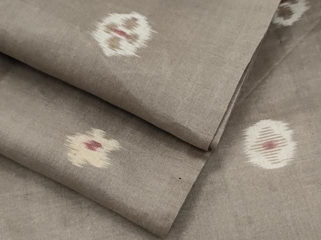 平和屋着物▽上質な紬　単衣　吉祥花文　正絹　逸品　CABG2662th