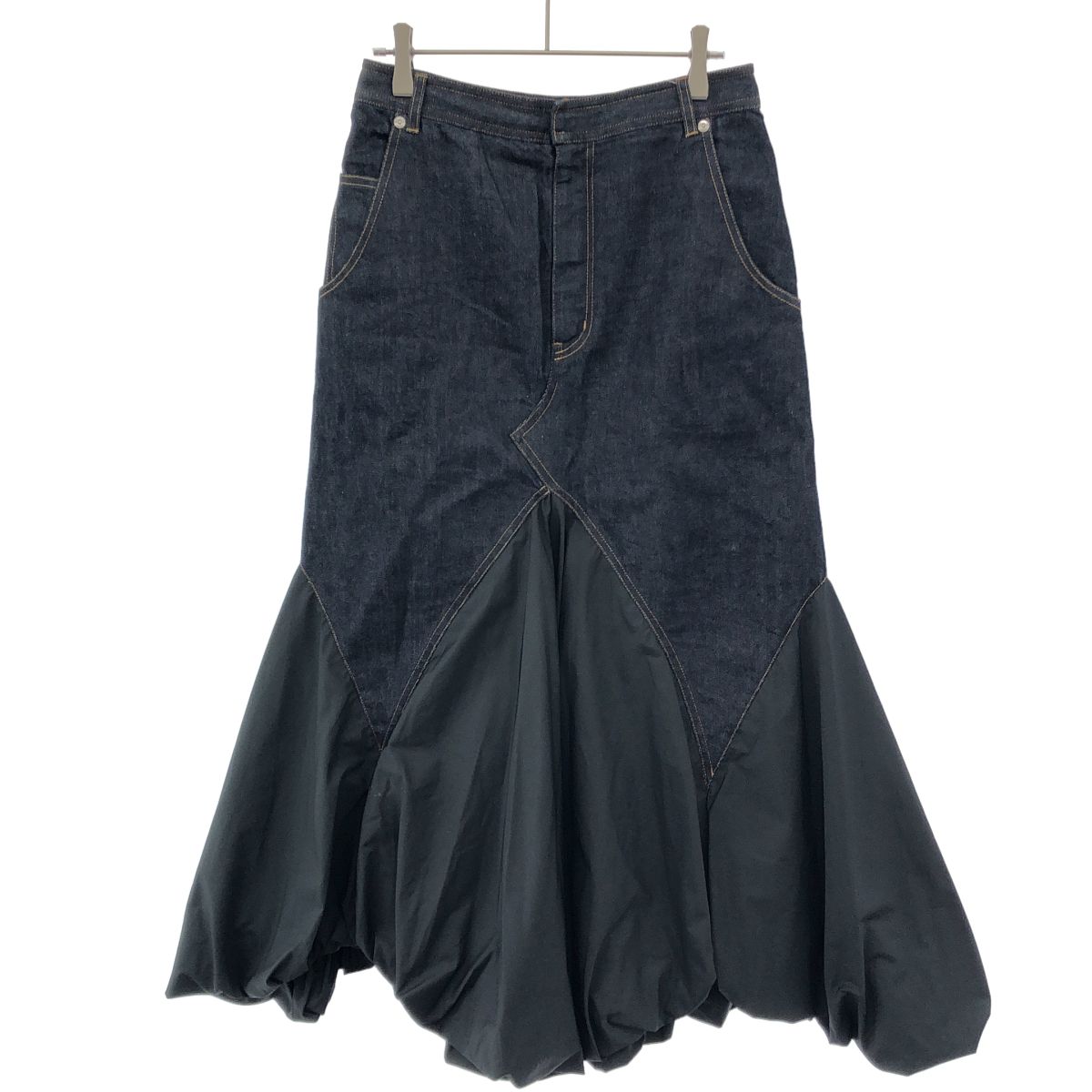 LANVIN en Bleu ランバン オン ブルー デニムコンビネーションスカート 3336519 インディゴブルー×ブラック 38