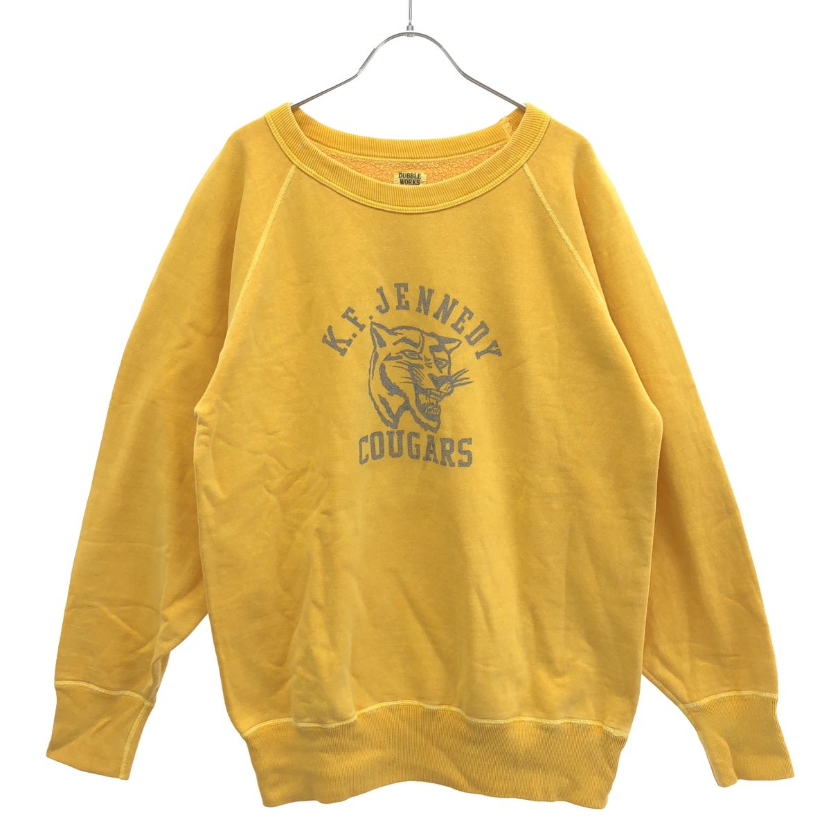 DUBBLE WORKS ダブルワークス COUGARS ラフィシンカー裏毛 スウェットトレーナー イエロー L