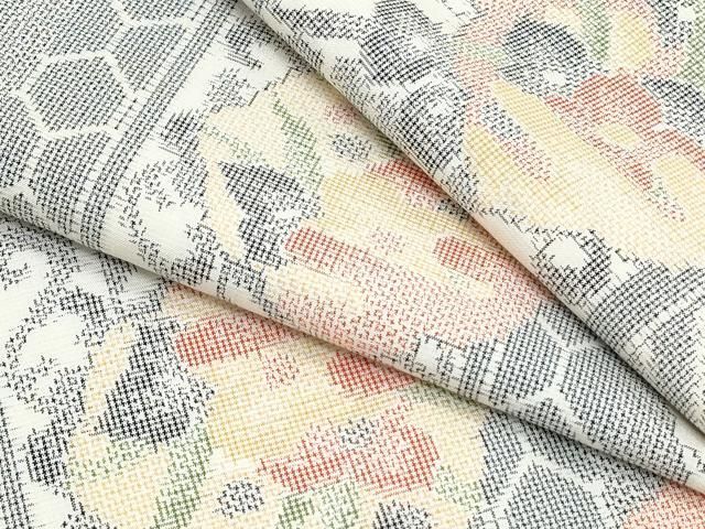 平和屋着物▽上質な紬　単衣　吉祥花間道　正絹　逸品　CABG2599th