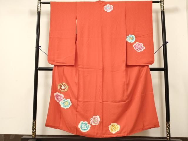 平和屋着物∵女の子　十三参り　子供　祝着　刺繍　薔薇　バラ　金銀糸　逸品　DABE7181ma
