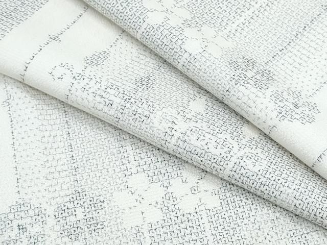 平和屋着物▽本塩沢　単衣　110亀甲　花間道　正絹　逸品　CABG2605th