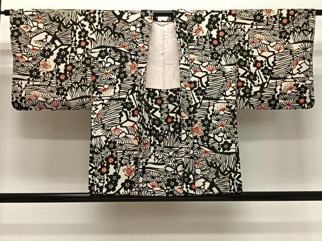 平和屋着物＃羽織　型染め　松竹梅　金彩　正絹　逸品　CABG3768ua