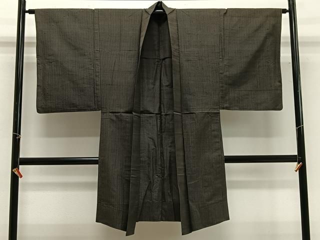 平和屋着物＃男性　長羽織　単衣　紬地　縞　正絹　逸品　CABG3773ua 平和屋着物＃男性 長羽織 単衣 紬地 縞 正絹 逸品 CABG3773ua