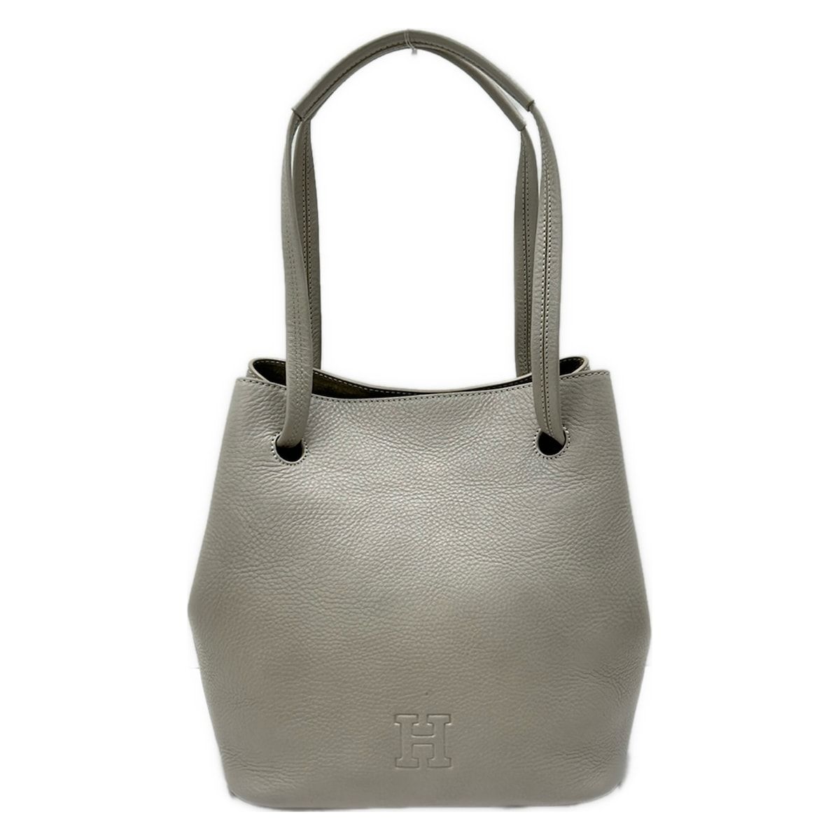 ヒロフ【HIROFU】 ショルダーバッグ　グレー　美品 HIROFU(ヒロフ) ショルダーバッグ美品 - グレーベージュ レザー - メルカリ
