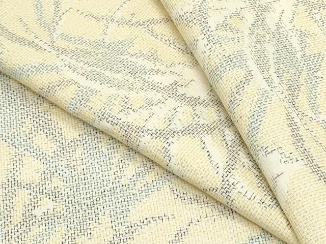 平和屋着物▽上質な紬　単衣　草葉文　正絹　逸品　CABG2627th