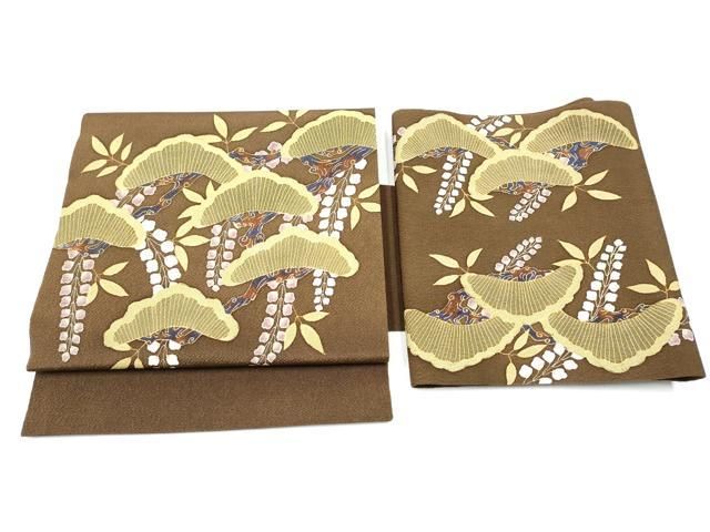平和屋着物●つけ帯　作家物　型染め　松　金彩　鬼しぼ縮緬　ますいわ屋扱い　正絹　逸品　CABG6138hy