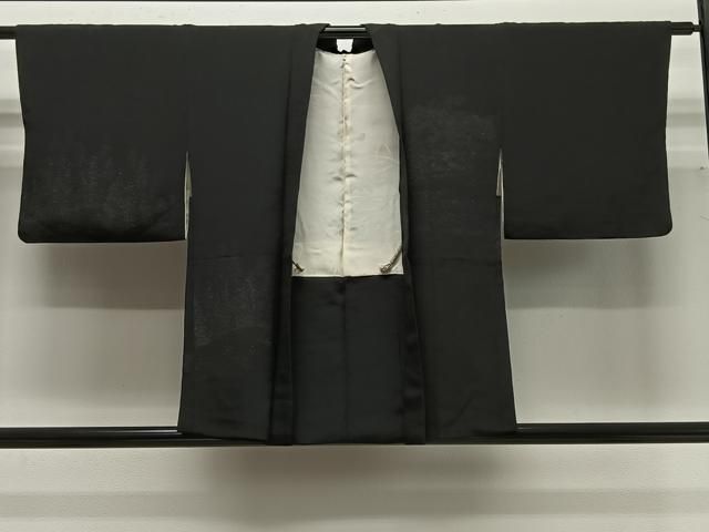 平和屋着物＃羽織　寿光織　樹林文　黒地　金銀糸　正絹　逸品　CABG3726ua