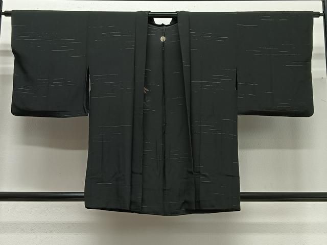 平和屋着物＃羽織　単衣　竹屋町刺繍　とんぼ　黒地　金糸　正絹　逸品　CABG3732ua