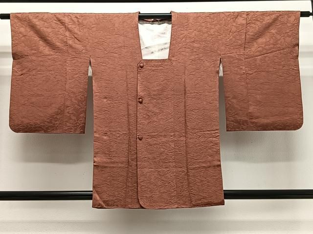 平和屋着物＃道行コート　草花地紋　肉桂色　正絹　逸品　CABG3735ua