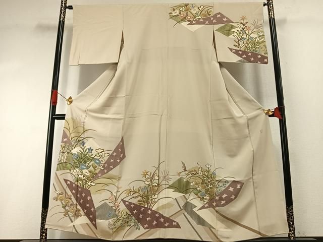 平和屋着物●訪問着　友禅　作家物　花鳥文　正絹　逸品　AABI1762fy