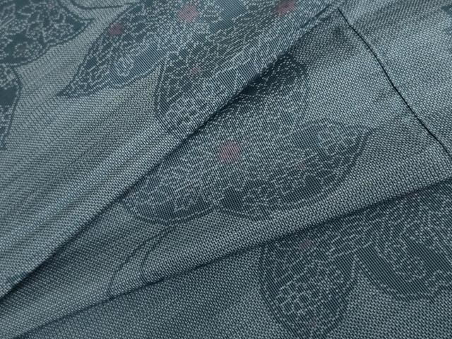 平和屋着物▽本場大島紬　単衣　花蝶文　正絹　逸品　AABI7181cs