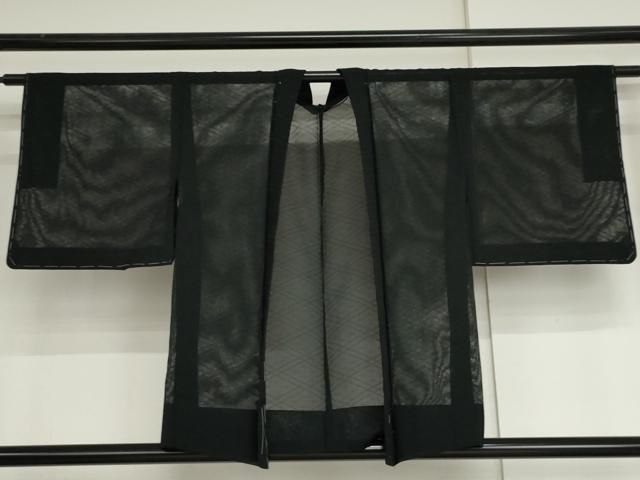 平和屋着物▽羽織　スリーシーズン　春夏秋　塵除け　黒地　正絹　逸品　未使用　AABI7182cs