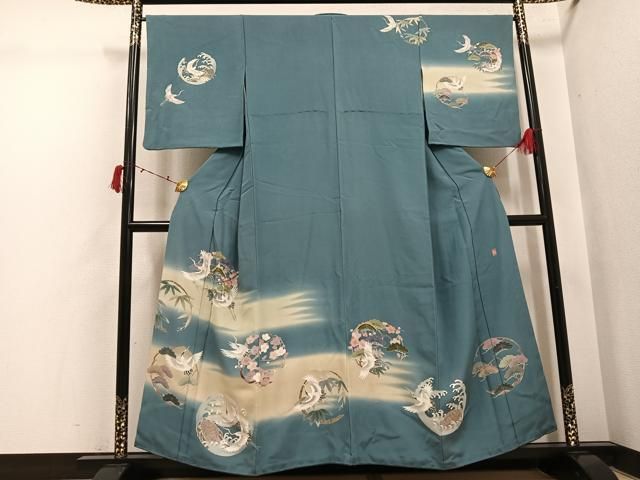 平和屋着物●訪問着　友禅　作家物　松竹梅群れ鶴文　暈し染め　正絹　逸品　AABI6281ph 27,885円