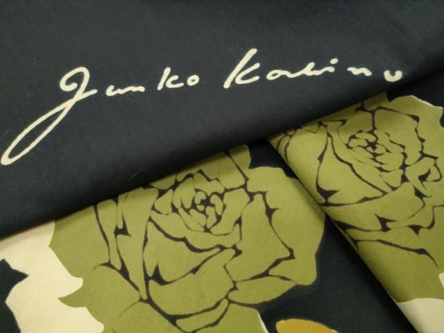 平和屋着物∴夏物　ファッションデザイナー　コシノジュンコ　浴衣　薔薇　黒地　綿　逸品　CABG4172gh 24,336円
