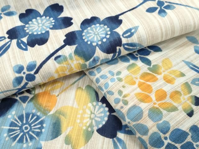 平和屋着物∴夏物　浴衣　舞桜花文　綿麻　逸品　CABG4183gh