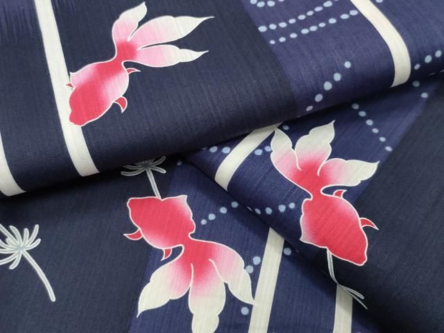 平和屋着物∴夏物　浴衣　金魚　綿　逸品　CABG4185gh