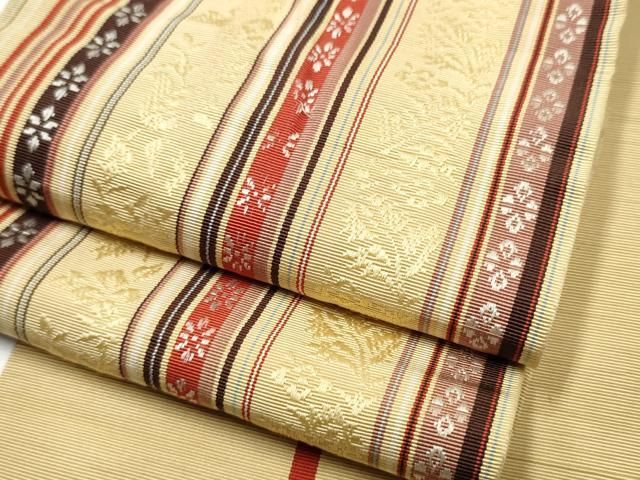 平和屋着物●本場筑前博多織　半幅帯　花間道　正絹　逸品　CABG6132hy