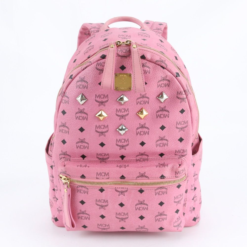1円 美品 MCM エムシーエム ヴィセトス スタッズ リュックサック リュック バックパック ショルダー バッグ A4 レディース REE DW17-5【中古】