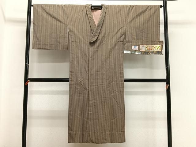 平和屋着物∞道中着　本場縞大島紬　京ごふく　宮下　縞　ロング丈　大島紬美幸謹製　証紙付き正絹　逸品　CABG3693ua 7,800円