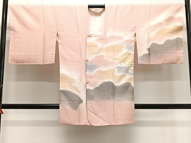 平和屋着物∞道行コート　花鳥文　暈し染め　金彩　ロング丈　正絹　逸品　未使用　CABG3694ua