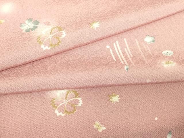 平和屋着物▽上質な小紋　単衣　舞花文　蛍暈し　正絹　逸品　未使用　DABE4664az