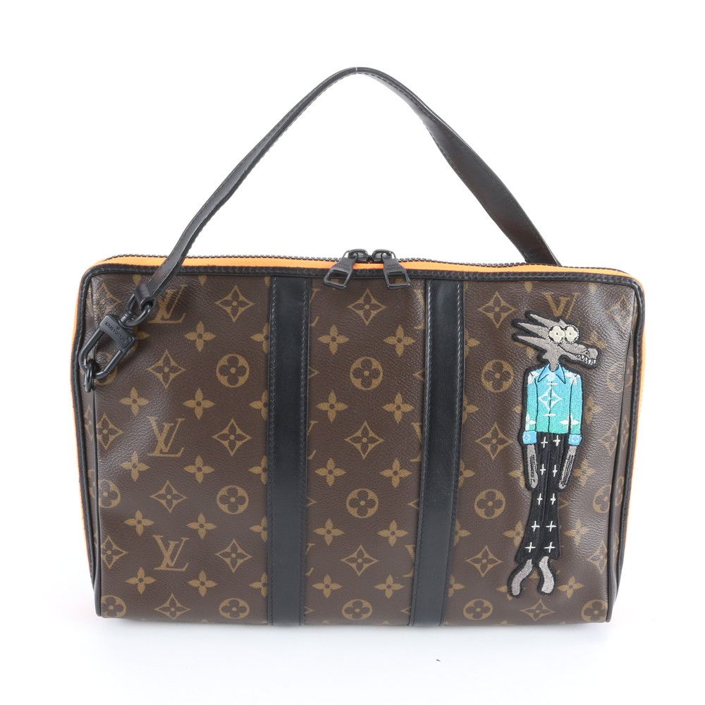 1円 美品 ルイヴィトン モノグラム LV フレンズ キーポル ポーチ M80130 レザー トート バッグ クラッチ ポーチ A4 メンズ RNE DW46-4【中古】