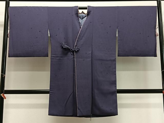 平和屋着物∞道中着　舞桜地紋　濃鼠色　正絹　逸品　CABG3715ua