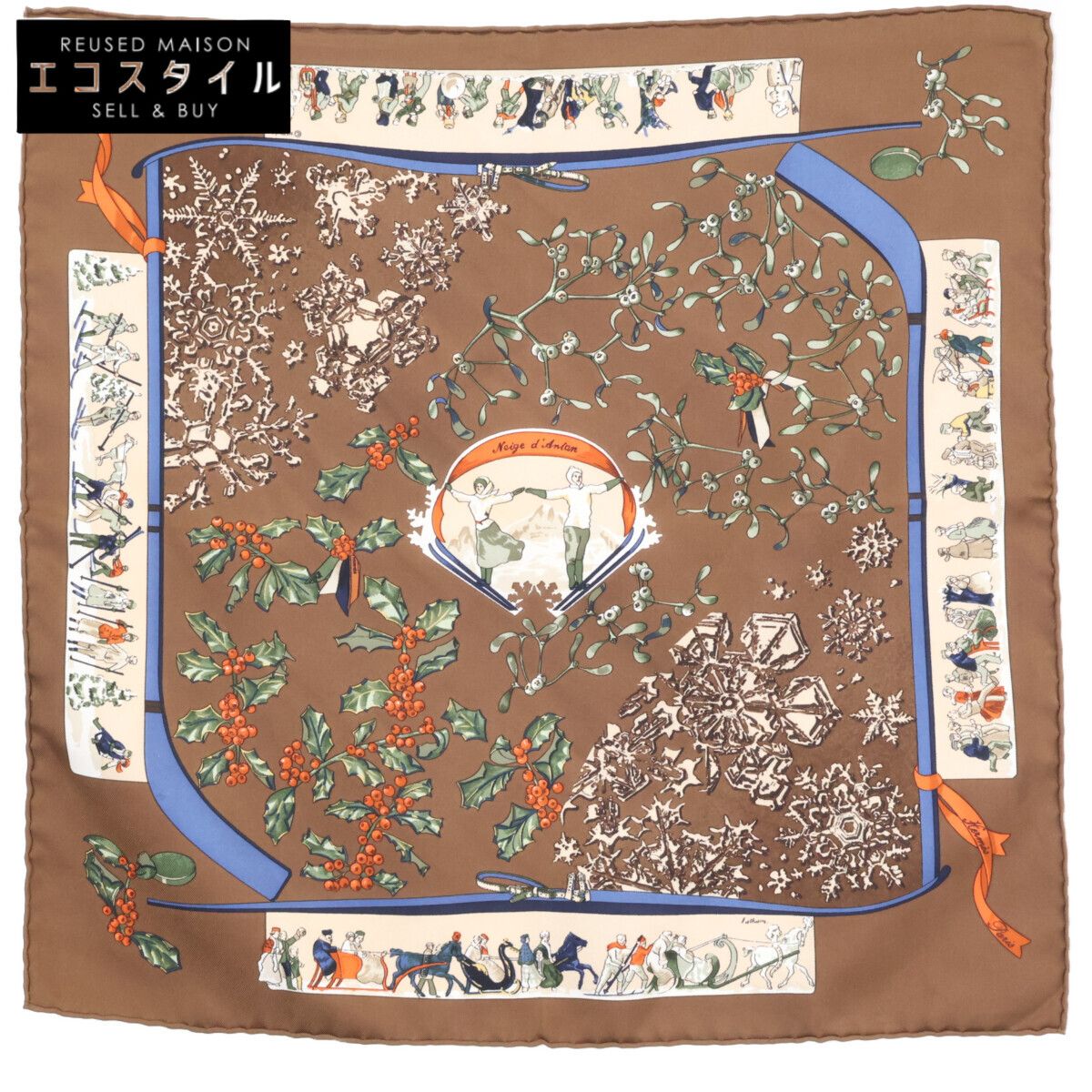 HERMES　エルメス　【美品】Neige d Antan 去年の雪 シルク カレ45