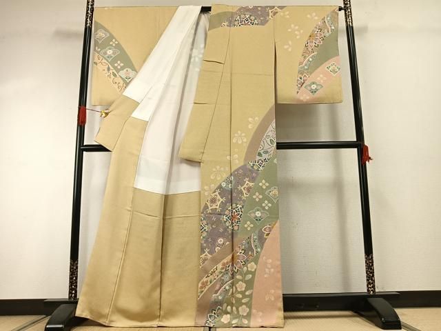 平和屋着物○訪問着 友禅 駒刺繍 吉祥花文 金彩 正絹 逸品 AABI1417fy
