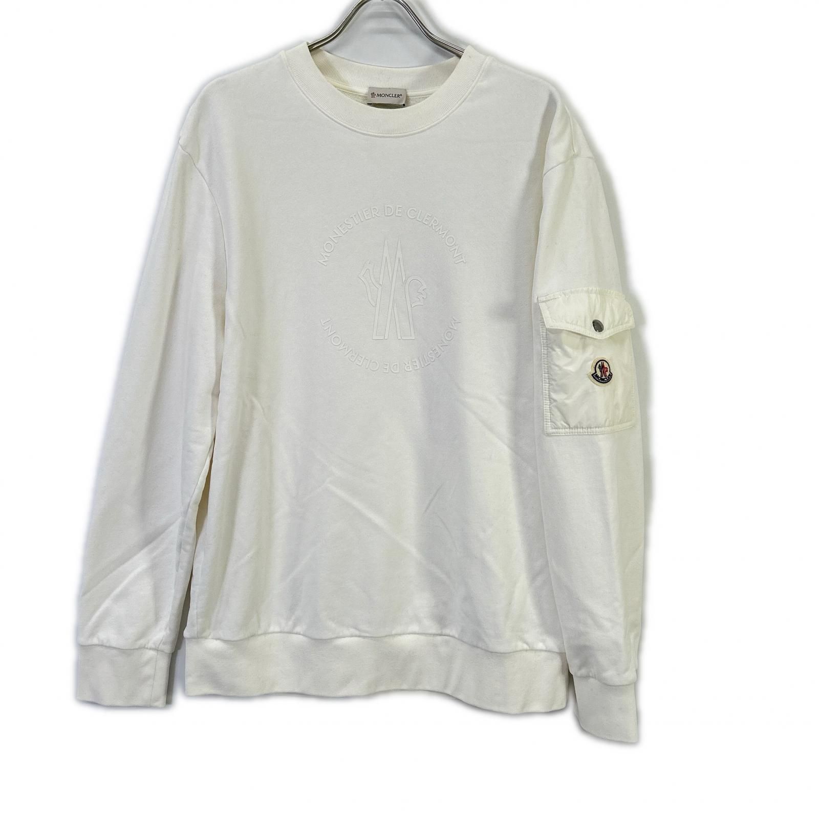 MONCLER モンクレール 24年 ホワイト FELPA ロゴ スウェットシャツ XL 