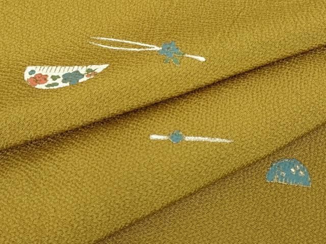 平和屋着物▽上質な小紋　単衣　簪　金彩　鬼しぼ縮緬　正絹　逸品　DABE4657az