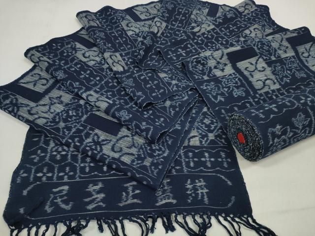 平和屋着物●久留米絣　反物　着尺　民芸正藍絣　色紙花文　綿　逸品　未使用　DABD7692zzz 22,152円